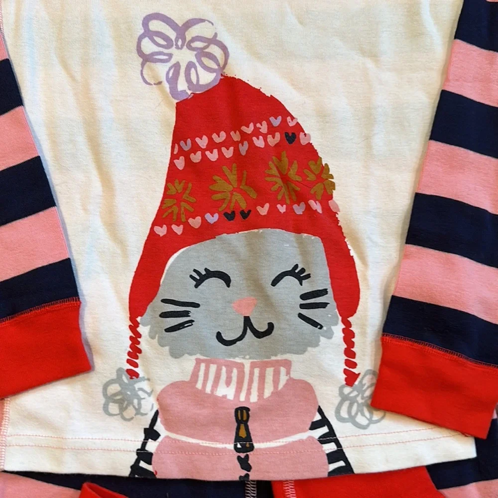 NWOT Hanna Andersson girls’ pajamas, size 150 (12), pink and blue w/ cat - Picture 3 of 10